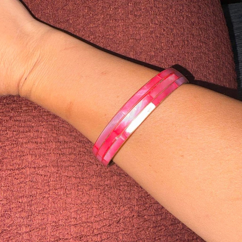 Unbranded Bangle Bracelet Women OS Pink Excellent Mother of Pearl Shell Inlay